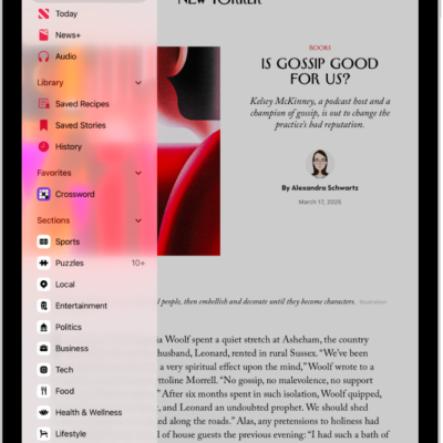 Followed channels and topics appear in the News sidebar over an article.