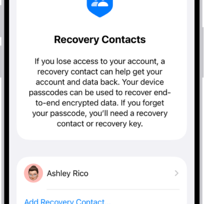 The Add Recovery Contact screen.