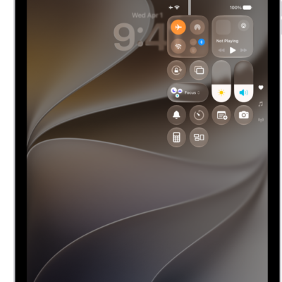 The Control Center screen showing that tapping the top-left button turns on Airplane Mode.
