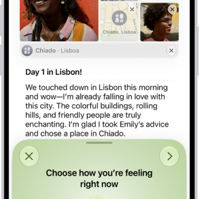 A screen in the Journal app showing an entry with a section at the bottom where you can log your state of mind.