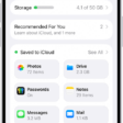 The iCloud settings screen showing the iCloud storage meter and a list of features—including Photos, iCloud Drive, and iCloud Backup—that can be used with iCloud.