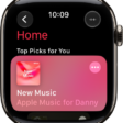 A screen in the Music app showing the Home tab.
