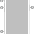 The front view of iPhone 12 Pro. The front camera is at the top center. The side button is on the right side. The Lightning connector is on the bottom. On the left side, from bottom to top, are the SIM tray, the volume buttons, and the Ring/Silent switch.