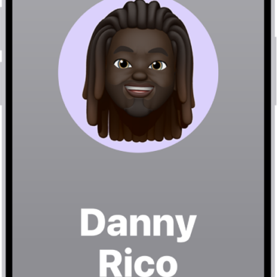 A NameDrop screen showing the user's name and number. Below it are buttons to Receive Only or Share.