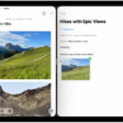 Working in multiple apps, which are open side-by-side at the same time. Notes is open on the left and an email is open on the right. A photograph from Notes is dragged into the email.