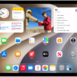 The Home Screen with the Dock showing six favorite apps on the left and three suggested apps to the right. The rightmost icon in the Dock opens App Library.