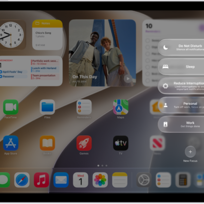 Control Center showing the Focus options, with buttons for setting the duration of the Focus options.