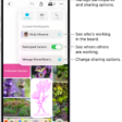 A shared Freeform board on iPhone with the collaboration menu open.
