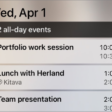 CarPlay showing Maps, Music, and Calendar in the Sidebar. To the right are events for the current day.