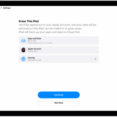 The Erase This iPad screen.