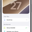 A screen showing a collection of tips with arrows indicating that you can tap a collection to view the tips in it.
