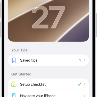 A screen showing a collection of tips with arrows indicating that you can tap a collection to view the tips in it.
