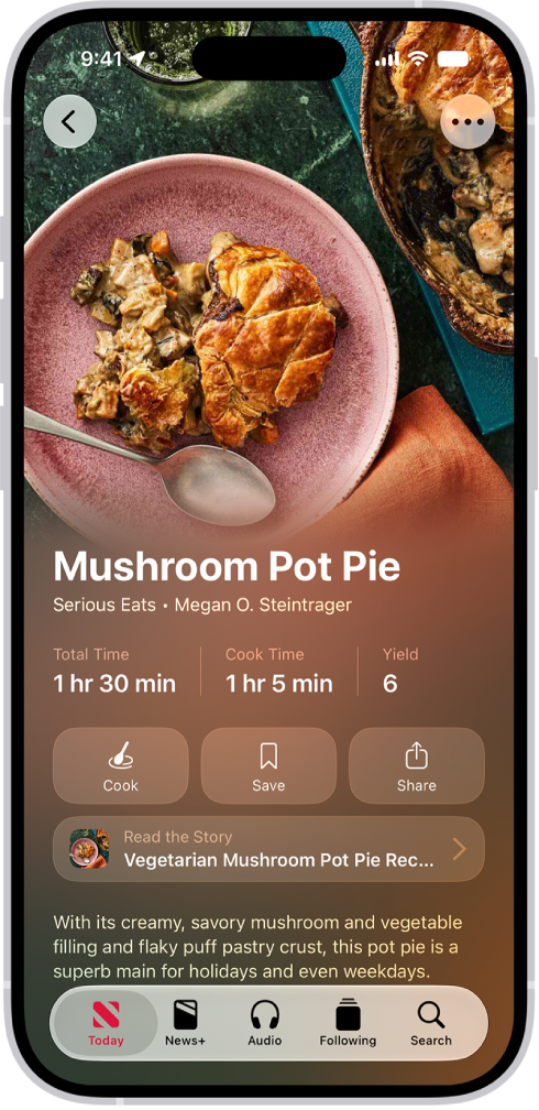 A recipe in Apple News+.