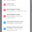 A search term has been entered in the search field at the bottom of the Settings screen. Results appear above the search field.