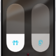 The volume screen in Control Center showing the volume level for AirPods Pro. Below the volume indicator on the left are the different listening modes—Transparency, Adaptive, and Noise Cancellation. Adaptive Audio is selected.