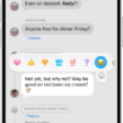 A Messages conversation with Tapbacks attributions visible near the top of the screen, and the Tapbacks menu visible above a message.