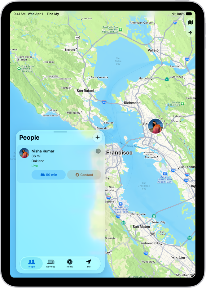 A Find My screen showing a friend’s location