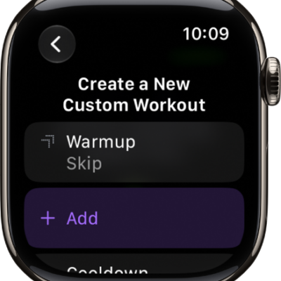 The Workout app showing a screen for creating a Custom Workout.