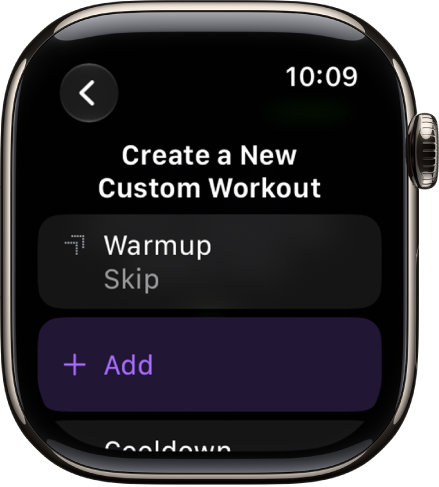 The Workout app showing a screen for creating a Custom Workout.