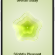 A screen in the Health app identifying the current mood as Slightly Pleasant. At the bottom of the screen is a slider to adjust the level of the emotion.