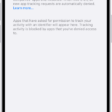 The Tracking screen, with a setting to control whether apps can request to track you across websites or apps owned by other companies.