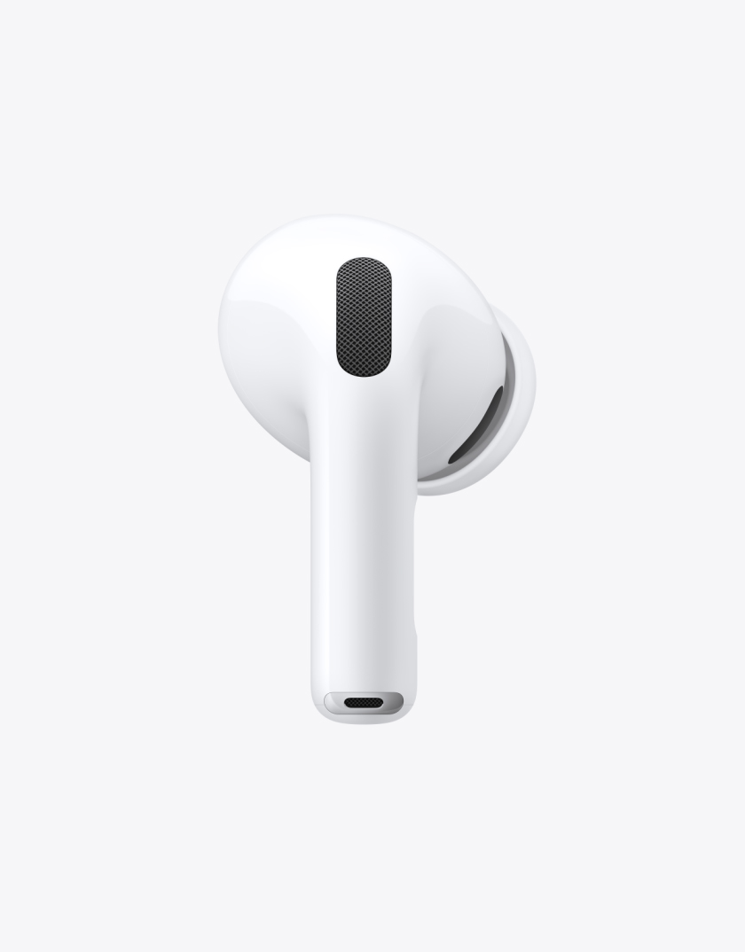 On AirPods Pro 3, the heart rate sensor blinks, then a heart rate value scrolls onto the screen with a beating heart next to it. The heart rate increases.