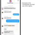 Composing an inline reply in a group conversation in Messages. Another person in the conversation is mentioned, so their name appears in bold.