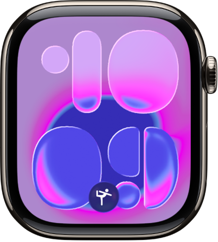 The Apple Watch face with a Smart Stack hint at the bottom center.