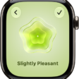 The Mindfulness app screen showing the State of Mind screen with a visual in the center. An emotion is listed below.
