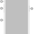 The front view of iPhone 12 Pro Max. The front camera is at the top center. The side button is on the right side. The Lightning connector is on the bottom. On the left side, from bottom to top, are the SIM tray, the volume buttons, and the Ring/Silent switch.