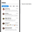 The inbox, showing a list of messages. The Undo Send button (for pulling back a recently sent message) is in the center of the bottom of the screen.