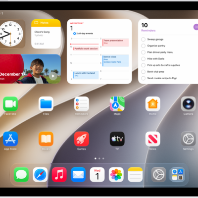 A screenshot showing an example of an iPad Home Screen.
