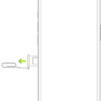 A paper clip or SIM eject tool is inserted into the small hole of the tray on the left side of iPhone to eject and remove the tray.