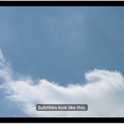 An iPad showing an example of subtitles with a custom style.