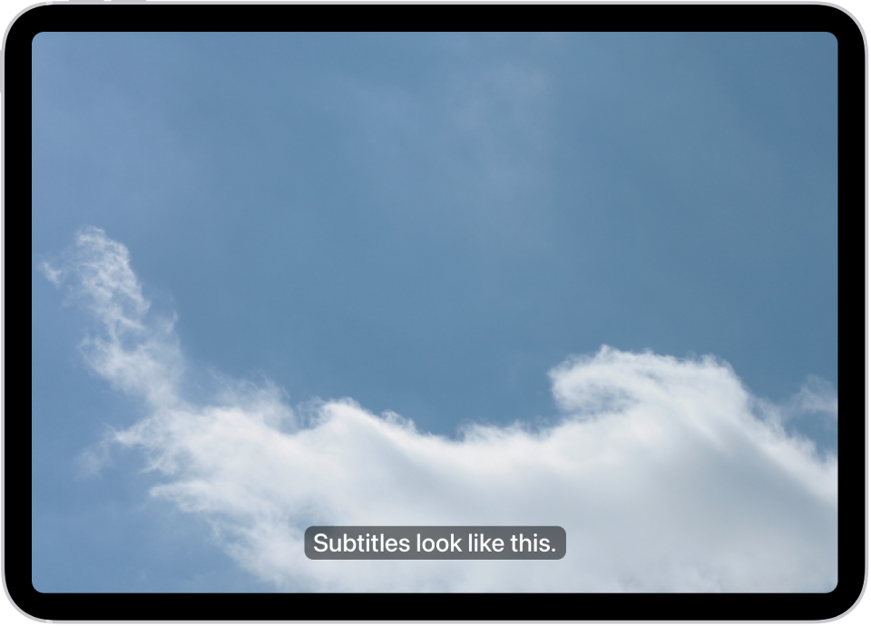 An iPad showing an example of subtitles with a custom style.