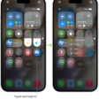 Two Control Center screens side by side—the one on the left shows controls for Airplane Mode, cellular data, Wi-Fi, and Bluetooth in the top-left group. The Camera icon is shown at the bottom right. The screen on the right shows more options in the Quick Actions menu for Camera: Selfie, Video, Portrait, and Portrait Selfie.