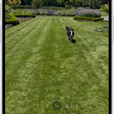 The camera frame fills the screen. At the bottom of the screen, the Shutter button moves to the right, demonstrating the movement of recording hands-free.