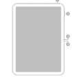 The front view of iPad with callouts to the top button and Touch ID at the top right. The volume buttons, front camera, and microphone are on the right side.