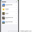 A list of several custom guides in Maps, including a Favorites category, and the New Guide button at the bottom right.