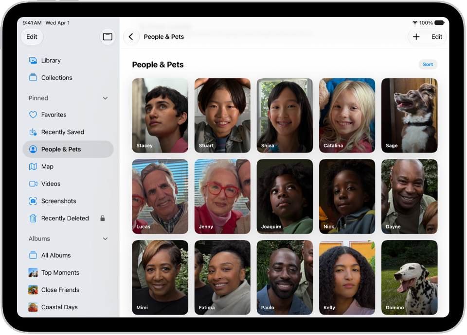 The People & Pets collection is open in the Photos app.