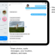 A Messages conversation list on the left and a conversation transcript on the right. At the top, tapping the contact icon opens conversation details.