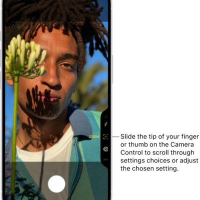 The Camera Control menu is open in Camera. The Zoom control is selected.