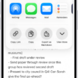A note with an overlay showing sharing options.