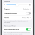 The Sounds and Haptics screen in Settings.