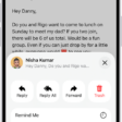 An email showing reply options. Across the middle of the screen, from left to right, are Reply, Reply All, Forward, and Trash.