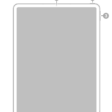 The front view of iPad Pro with callouts to the front camera at the top center, the top button at the top right, and the volume buttons on the right.