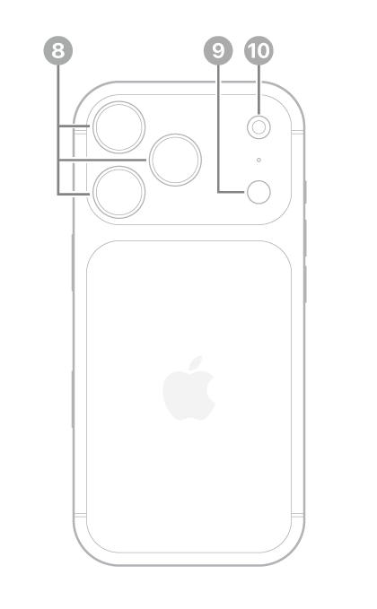 The back view of iPhone 18 Pro. The rear cameras are in the top left and the flash is at the top right.