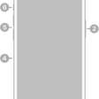 The front view of iPhone 14 Pro. The front camera is at the top center. The side button is on the right side. The Lightning connector is on the bottom. On the left side, from bottom to top, are the SIM tray, the volume buttons, and the Ring/Silent switch.