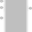 The front view of iPhone 14 Pro Max. The front camera is at the top center. The side button is on the right side. The Lightning connector is on the bottom. On the left side, from bottom to top, are the SIM tray, the volume buttons, and the Ring/Silent switch.