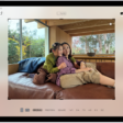 The Edit screen in the Photos app with a photo in the center. On the left side of the screen are the Adjust, Filters, and Crop buttons; the Crop button is selected. On the right side of the screen are the crop enhancement options and a slider to adjust the level of the effect.